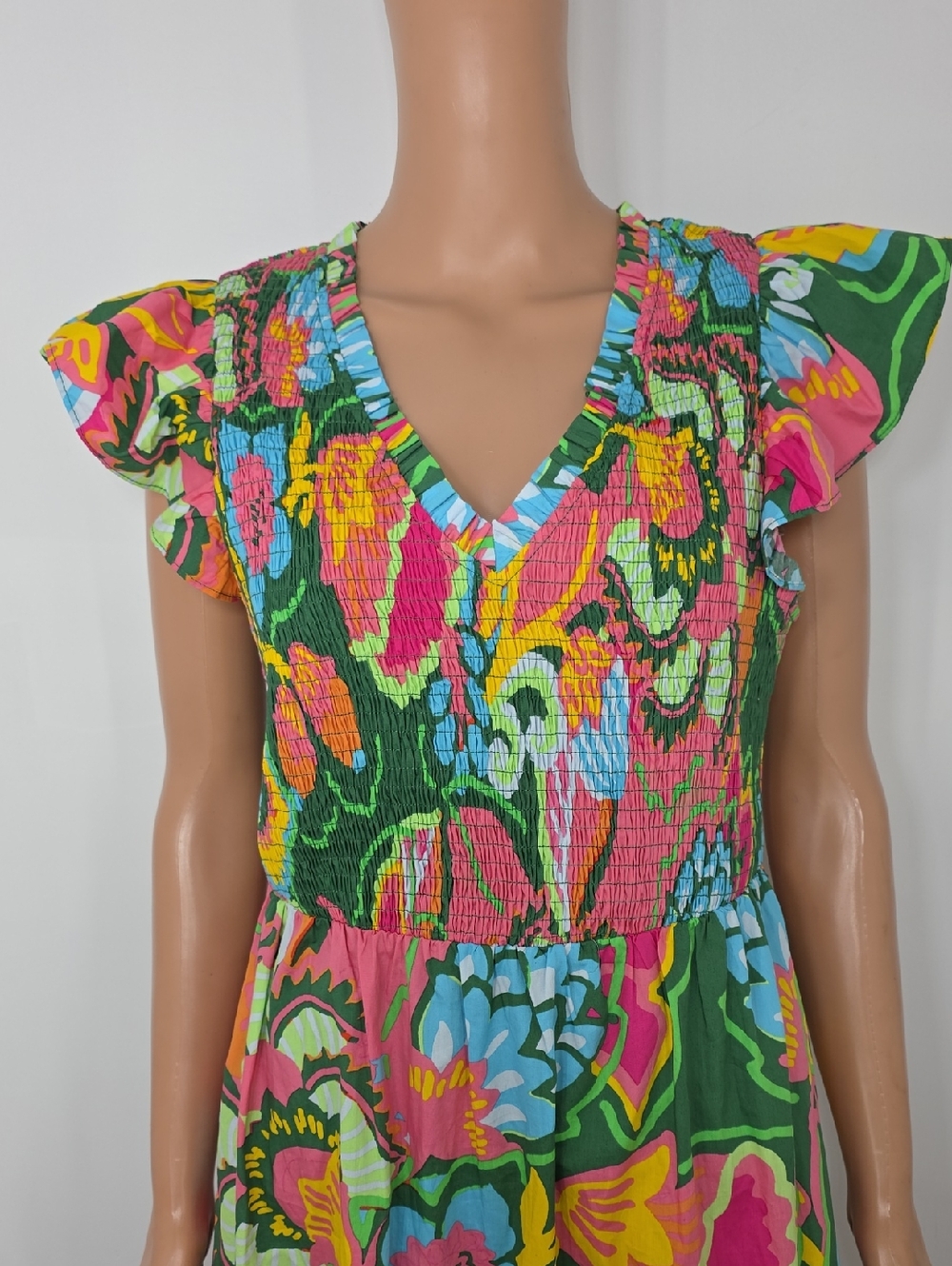 Sugarlips Lanai Tropics Sunfire Smocked Tiered dress Size M Medium - Picture 6 of 14